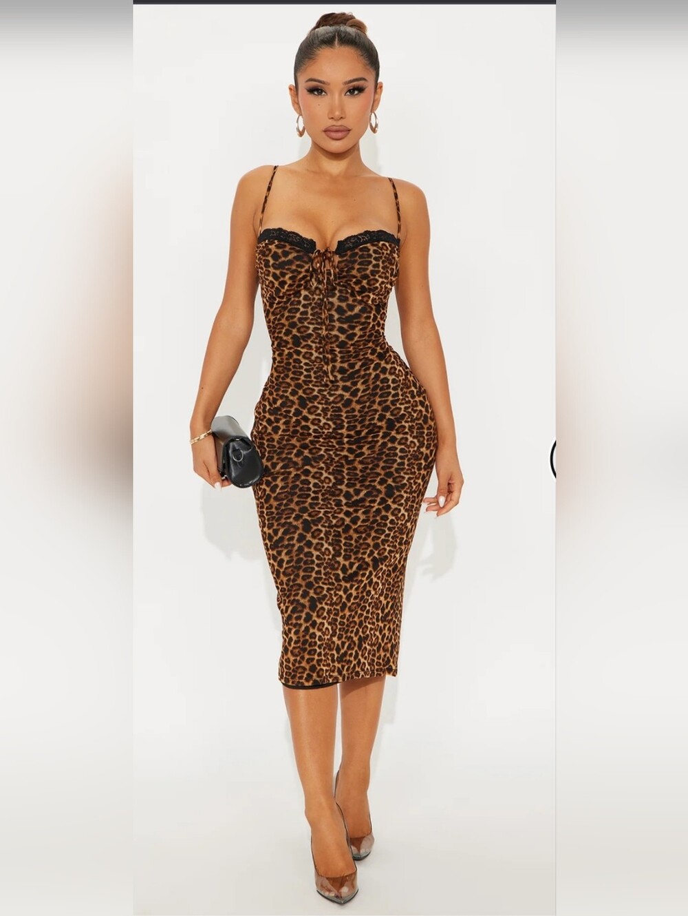 Fashion Nova SEALED! NWT! Blythe Printed Mesh Midi Dress in Leopard. Sz 2. R2S!
